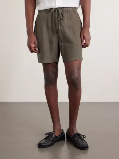 James Perse Straight-Leg Garment-Dyed Linen Drawstring Shorts - Men | Thumbnail 3