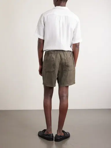 James Perse Straight-Leg Garment-Dyed Linen Drawstring Shorts - Men | Thumbnail 4