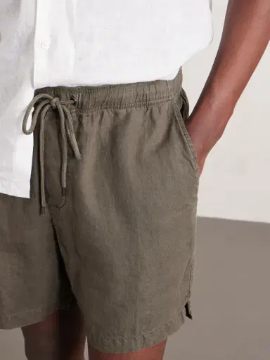 James Perse Straight-Leg Garment-Dyed Linen Drawstring Shorts - Men | Thumbnail 5