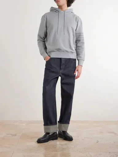 Thom Browne Logo-Appliquéd Striped Cotton-Jersey Hoodie - Men | Thumbnail 2