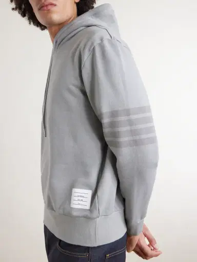 Thom Browne Logo-Appliquéd Striped Cotton-Jersey Hoodie - Men | Thumbnail 5