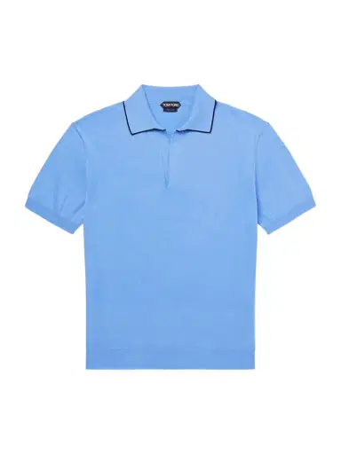 Tom Ford Sea Island Cotton and Silk-Blend Polo Shirt - Men | Thumbnail 1