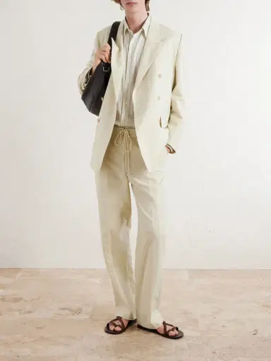 Auralee Double-Breasted Wool, Cotton And Linen-Blend Oxford Blazer - Men | Thumbnail 2