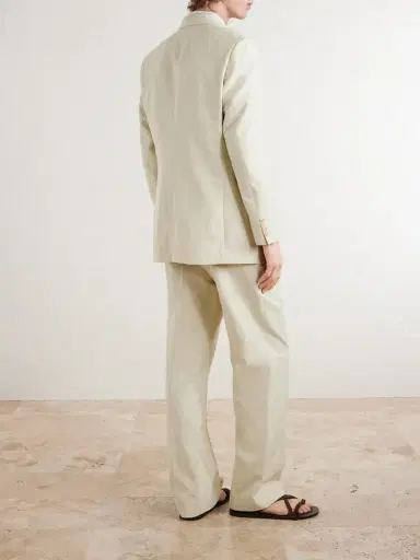 Auralee Double-Breasted Wool, Cotton And Linen-Blend Oxford Blazer - Men | Thumbnail 4