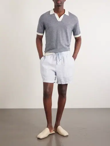James Perse Straight-Leg Garment-Dyed Linen Drawstring Shorts - Men | Thumbnail 2