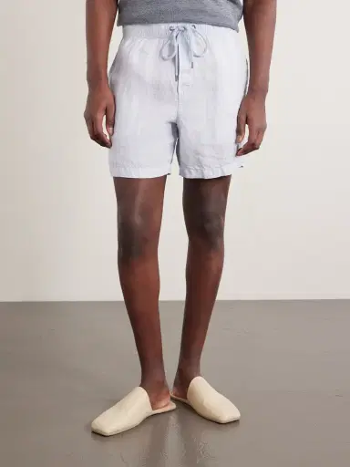 James Perse Straight-Leg Garment-Dyed Linen Drawstring Shorts - Men | Thumbnail 3