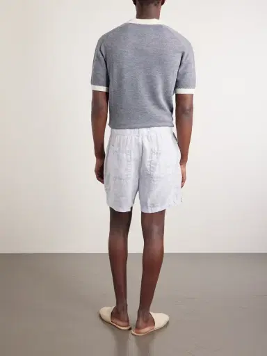 James Perse Straight-Leg Garment-Dyed Linen Drawstring Shorts - Men | Thumbnail 4