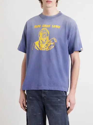 SAINT Mxxxxxx BAPE® Distressed Printed Cotton-Jersey T-Shirt - Men | Thumbnail 3