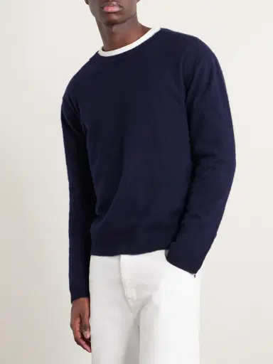 Auralee Brushed Cashmere and Cotton-Blend Sweater - Men | Thumbnail 3