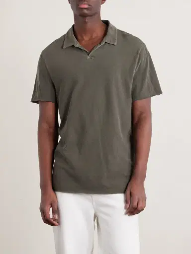 James Perse Open-Collar Cotton-Jersey Polo Shirt - Men | Thumbnail 3