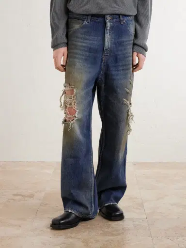 Vetements Trashed Wide-Leg Distressed Jeans - Men | Thumbnail 3
