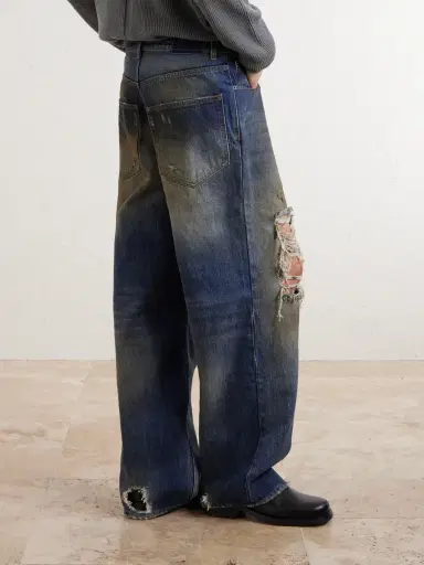 Vetements Trashed Wide-Leg Distressed Jeans - Men | Thumbnail 4