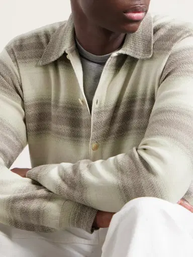 Auralee Dégradé Striped Knitted Cotton and Silk-Blend Cardigan - Men | Thumbnail 5