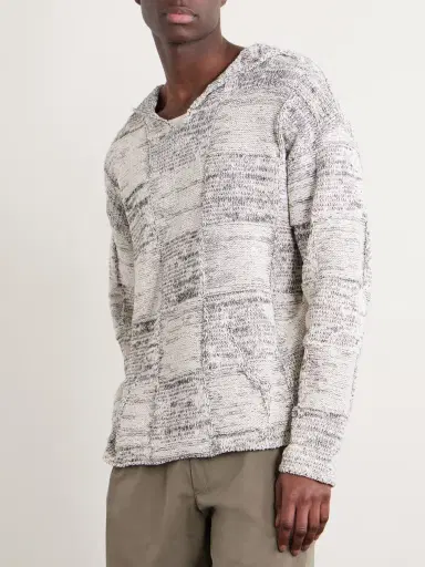Auralee Patchwork Cotton and Linen-Blend Hoodie - Men | Thumbnail 3