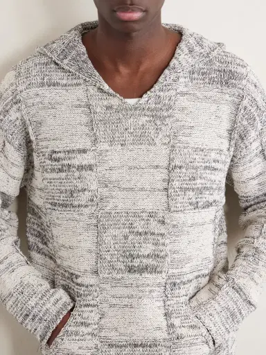 Auralee Patchwork Cotton and Linen-Blend Hoodie - Men | Thumbnail 5