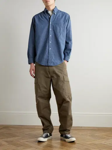 OrSlow Button-Down Collar Checked Cotton-Chambray Shirt - Men | Thumbnail 2
