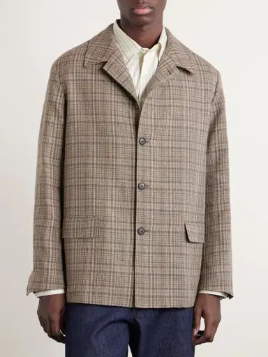 Auralee Checked Silk and Linen-Blend Tweed Jacket - Men | Thumbnail 3 Auralee Checked Silk and Linen-Blend Tweed Jacket - Men | Thumbnail 3