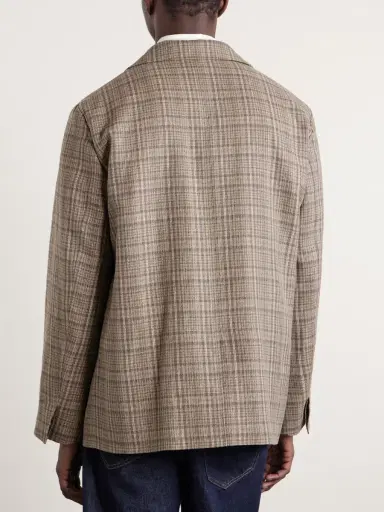 Auralee Checked Silk and Linen-Blend Tweed Jacket - Men | Thumbnail 4 Auralee Checked Silk and Linen-Blend Tweed Jacket - Men | Thumbnail 4
