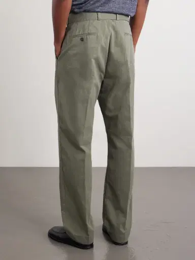 OFFICINE GÉNÉRALE Evans Wide-Leg Belted Pleated Organic Cotton-Twill Chinos - Men | Thumbnail 4 OFFICINE GÉNÉRALE Evans Wide-Leg Belted Pleated Organic Cotton-Twill Chinos - Men | Thumbnail 4