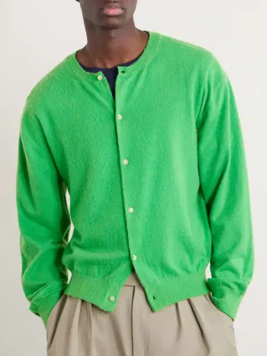 Auralee Brushed Cashmere and Cotton-Blend Cardigan - Men | Thumbnail 3