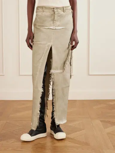 Rick Owens Frayed Denim Midi Skirt | Thumbnail 3