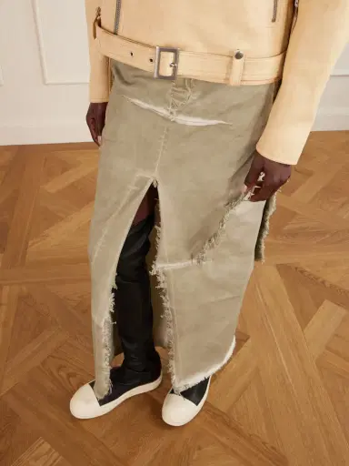 Rick Owens Frayed Denim Midi Skirt | Thumbnail 5