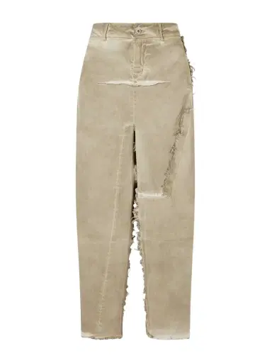 Rick Owens Frayed Denim Midi Skirt | Thumbnail 1