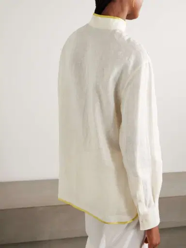 Valentino Garavani Silk-trimmed Embroidered Linen Shirt | Thumbnail 3 Valentino Garavani Silk-trimmed Embroidered Linen Shirt | Thumbnail 3