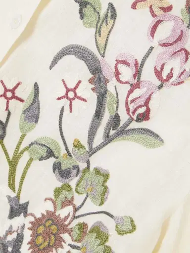 Valentino Garavani Silk-trimmed Embroidered Linen Shirt | Thumbnail 4 Valentino Garavani Silk-trimmed Embroidered Linen Shirt | Thumbnail 4