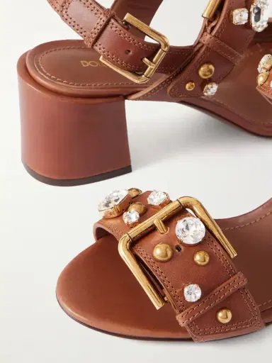Dolce & Gabbana Embellished Leather Slingback Sandals | Thumbnail 5