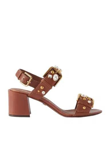 Dolce & Gabbana Embellished Leather Slingback Sandals | Thumbnail 1