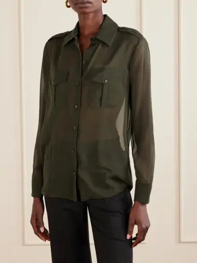 Veronica de Piante Daphne Silk-georgette Shirt | Thumbnail 3