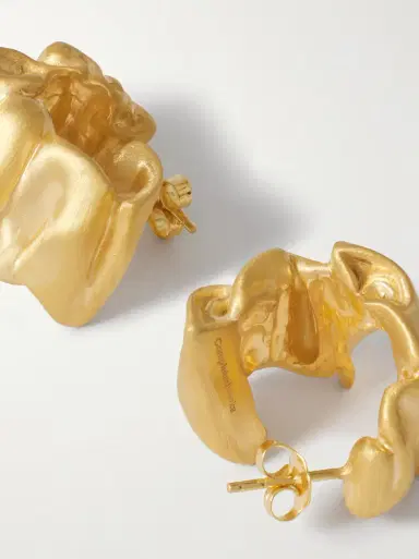 Completedworks Crumpled Gold-plated Hoop Earrings | Thumbnail 3