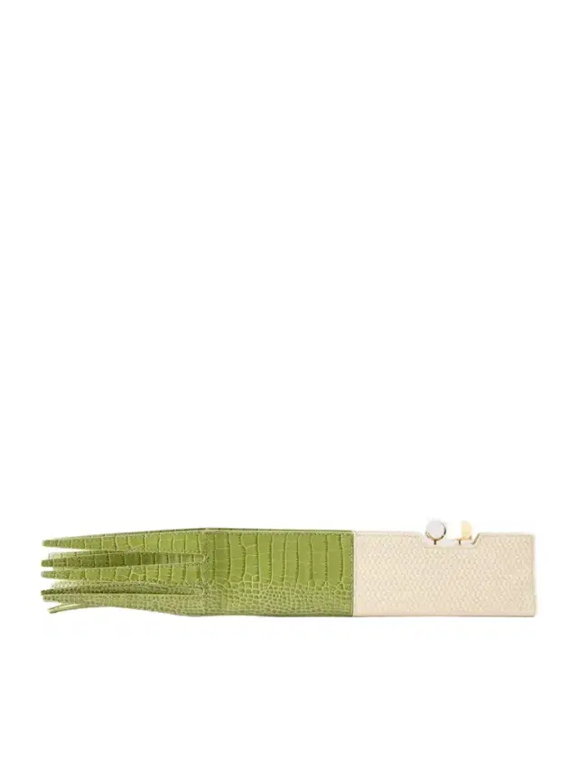 Poireau Fringed Textured-leather Clutch