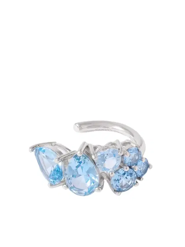 Rhodium-plated Recycled Silver And Synthetic Spinel Ear Cuff