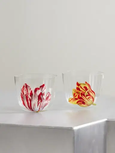 LOBMEYR Tulipmania Set Of Two Painted Crystal Glass Tumblers | Thumbnail 1 LOBMEYR Tulipmania Set Of Two Painted Crystal Glass Tumblers | Thumbnail 1