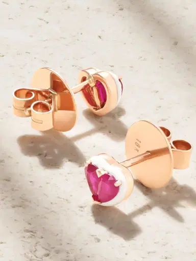 Kamyen Heartbeats 18-karat Rose Gold, Ruby And Enamel Earrings | Thumbnail 3 Kamyen Heartbeats 18-karat Rose Gold, Ruby And Enamel Earrings | Thumbnail 3