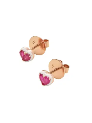 Kamyen Heartbeats 18-karat Rose Gold, Ruby And Enamel Earrings | Thumbnail 1 Kamyen Heartbeats 18-karat Rose Gold, Ruby And Enamel Earrings | Thumbnail 1