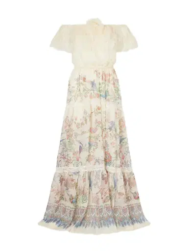 Etro Off-the-shoulder Lace-trimmed Floral-print Silk-chiffon Maxi Dress | Thumbnail 1