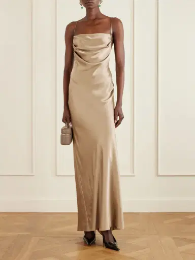 Saint Laurent Open-back Draped Silk-satin Maxi Dress | Thumbnail 2