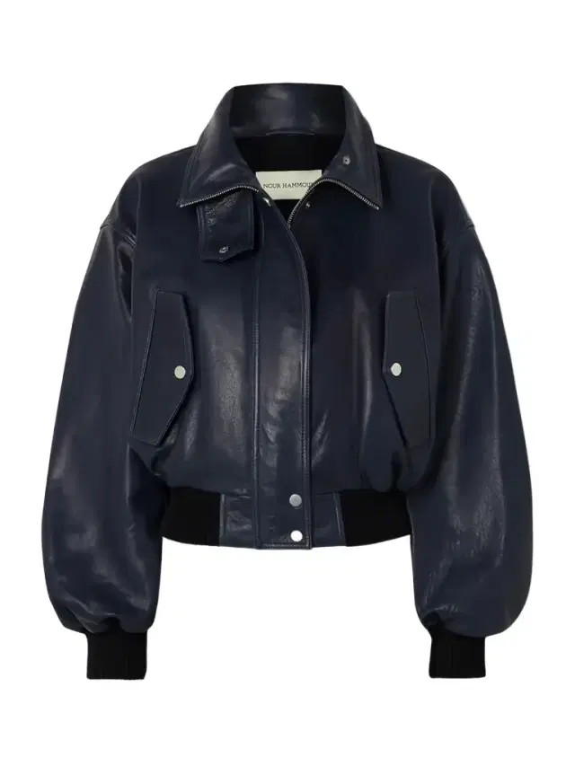 Briar Cropped Leather Bomber Jacket