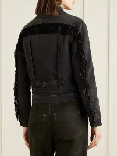 RRL Emerson Cropped Leather-trimmed Denim Jacket | Thumbnail 4