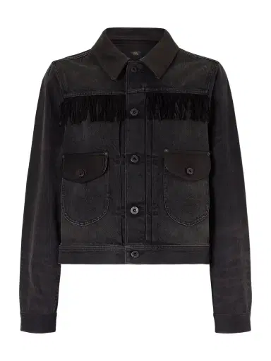 RRL Emerson Cropped Leather-trimmed Denim Jacket | Thumbnail 1