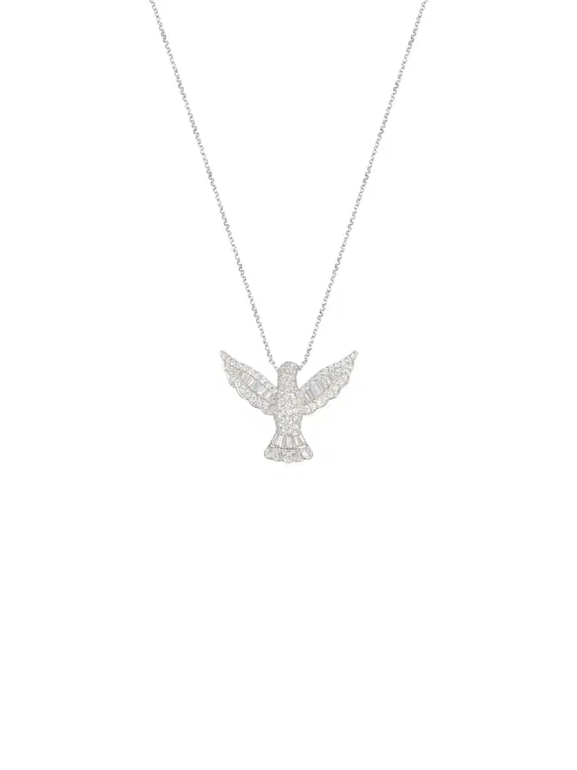 1.00ct Diamond 18K Gold Holy Spirit Pendant Chain Necklace