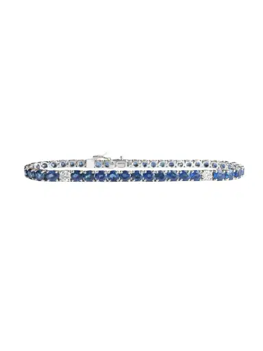 Wish Fine Jewelry 11.85ct Sapphire Diamond 18K Gold Tennis Bracelet | Thumbnail 1 Wish Fine Jewelry 11.85ct Sapphire Diamond 18K Gold Tennis Bracelet | Thumbnail 1
