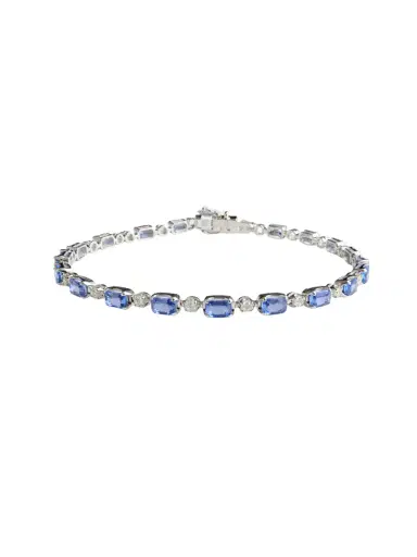 Wish Fine Jewelry 5.25ct Sapphire Diamond 14K Gold Tennis Bracele | Thumbnail 1 Wish Fine Jewelry 5.25ct Sapphire Diamond 14K Gold Tennis Bracele | Thumbnail 1