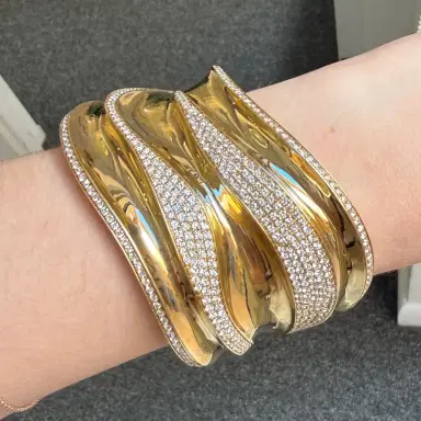Wish Fine Jewelry 6.87ct Diamond 14K Gold Statement Bangle Bracelet | Thumbnail 2 Wish Fine Jewelry 6.87ct Diamond 14K Gold Statement Bangle Bracelet | Thumbnail 2