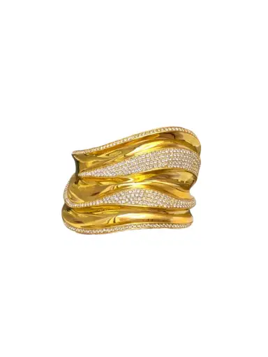 Wish Fine Jewelry 6.87ct Diamond 14K Gold Statement Bangle Bracelet | Thumbnail 1 Wish Fine Jewelry 6.87ct Diamond 14K Gold Statement Bangle Bracelet | Thumbnail 1