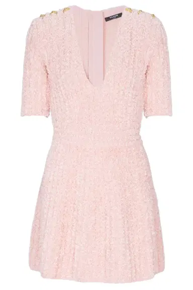 Balmain Short Sleeve Button Knit Dress | Thumbnail 1
