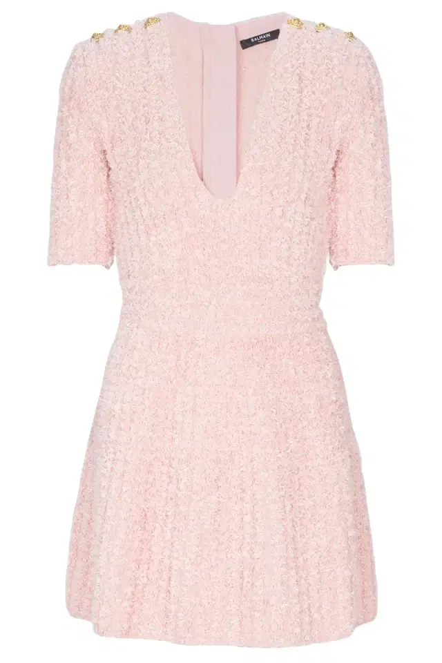 Short Sleeve Button  Knit  Dress